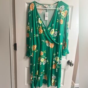 LOFT Green Floral Women's Dress